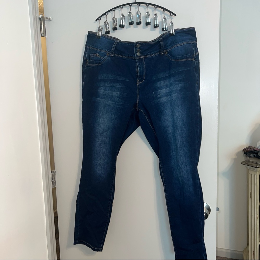 Royalty For Me Jeans Womens 22W Blue Dark Wash Skinny High Rise Inseam 29.5